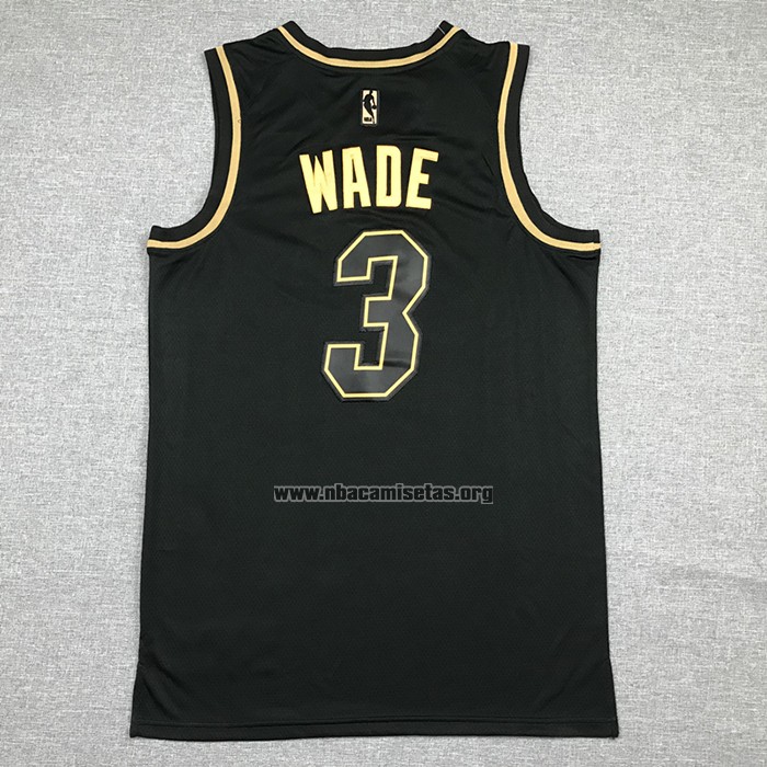 Camiseta Golden Edition Miami Heat Dwyane Wade NO 3 Negro